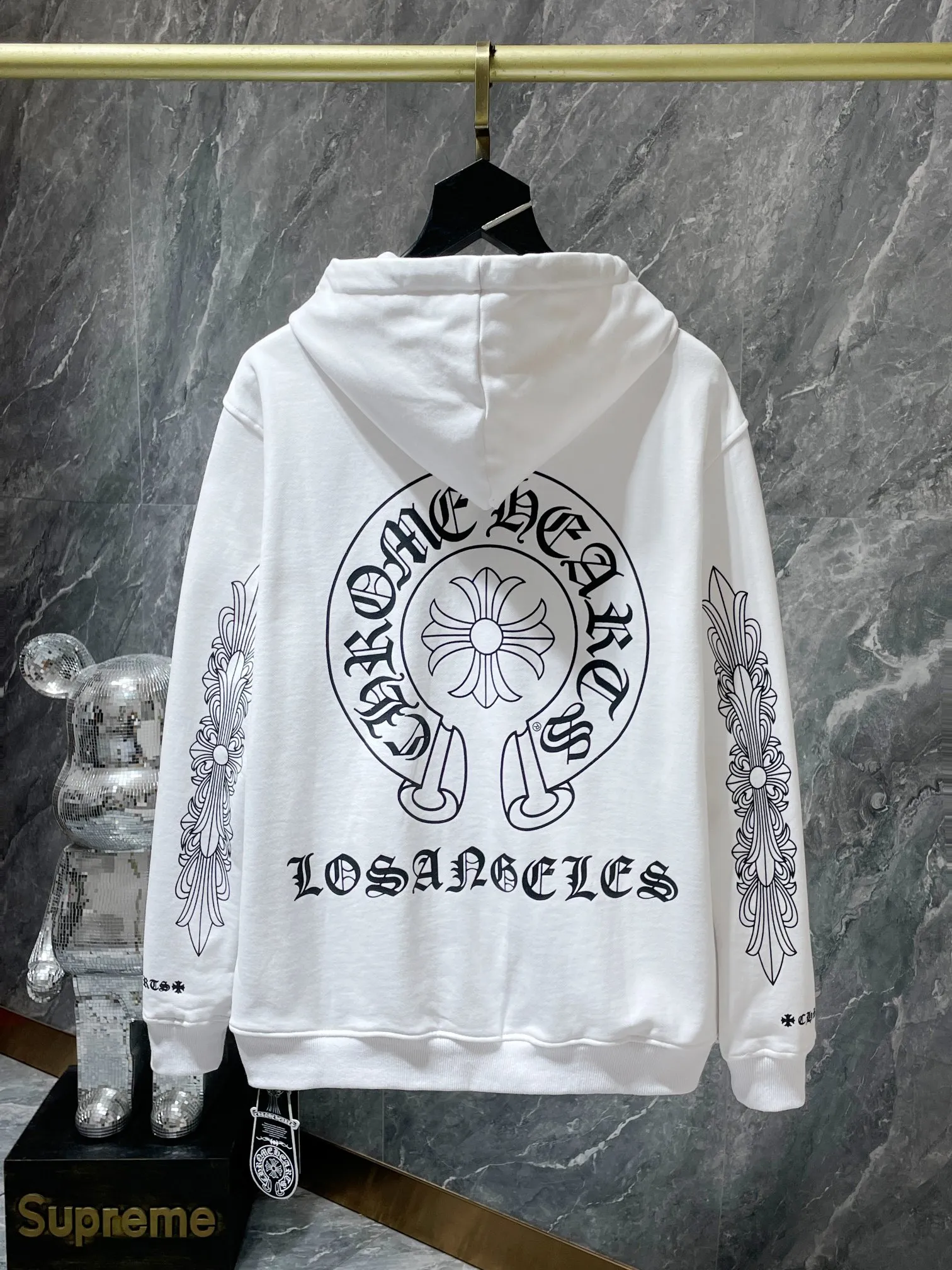 P260 Chrome Hearts Autumn and Winter 2025 Counter Synchronization ❤️ City limited edition, classic horseshoe cross Sanskrit large flower arm zipper sweatshirt Improved customized version 1:1 high-weight high-quality fabric Recommended color: white black Size: S, M, L, XL
